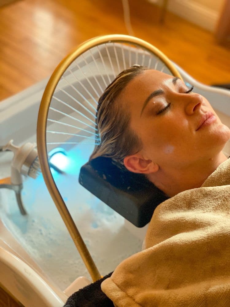 A relaxing head spa scalp treatment at Skin + Soul near Jackson, Michigan