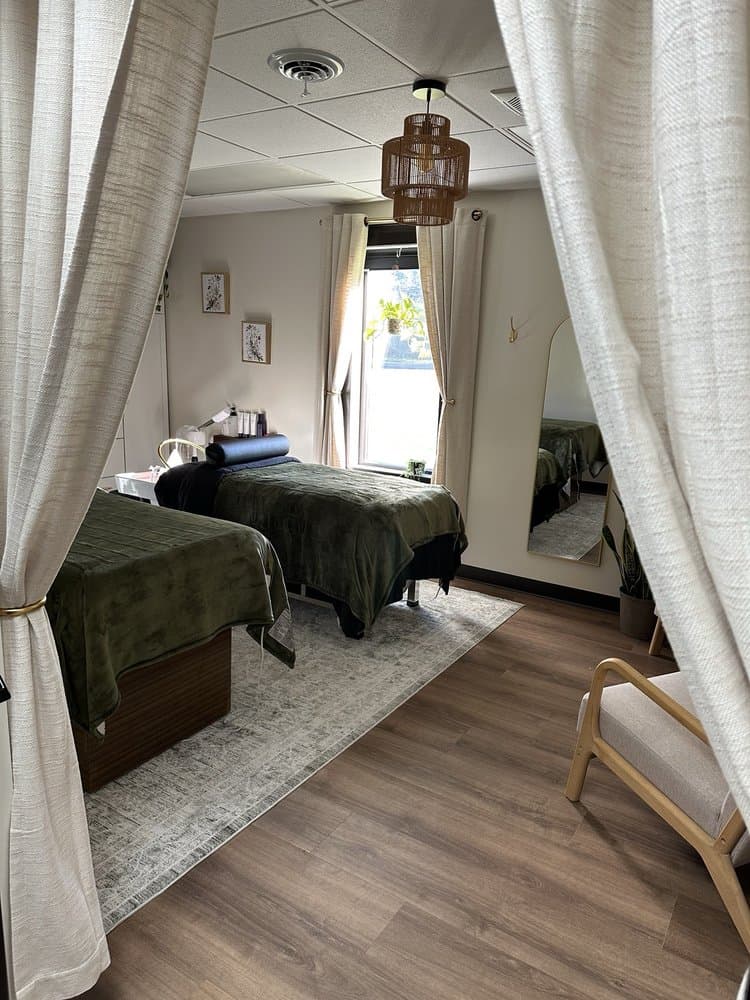 The calming treatment room at Skin + Soul near Jackson, Michigan, where lymphatic drainage sessions take place